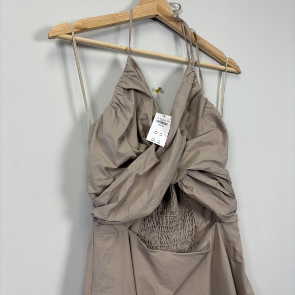 Abercrombie Fitch Tan Twist Front Smocked Back Maxi Dress Women's Medium - Picture 4 of 15